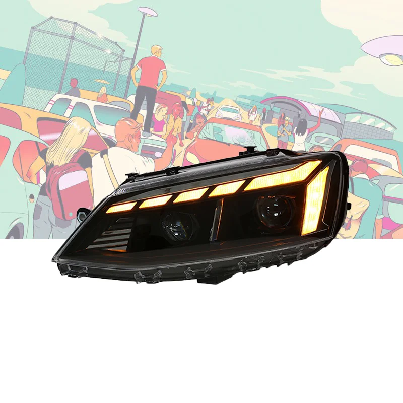 

For VW Sagitar 2012-2018 Car Accessories Auto Headlamp Star Racing Streamer Turn Signal Lamp LED Headlight Assembly
