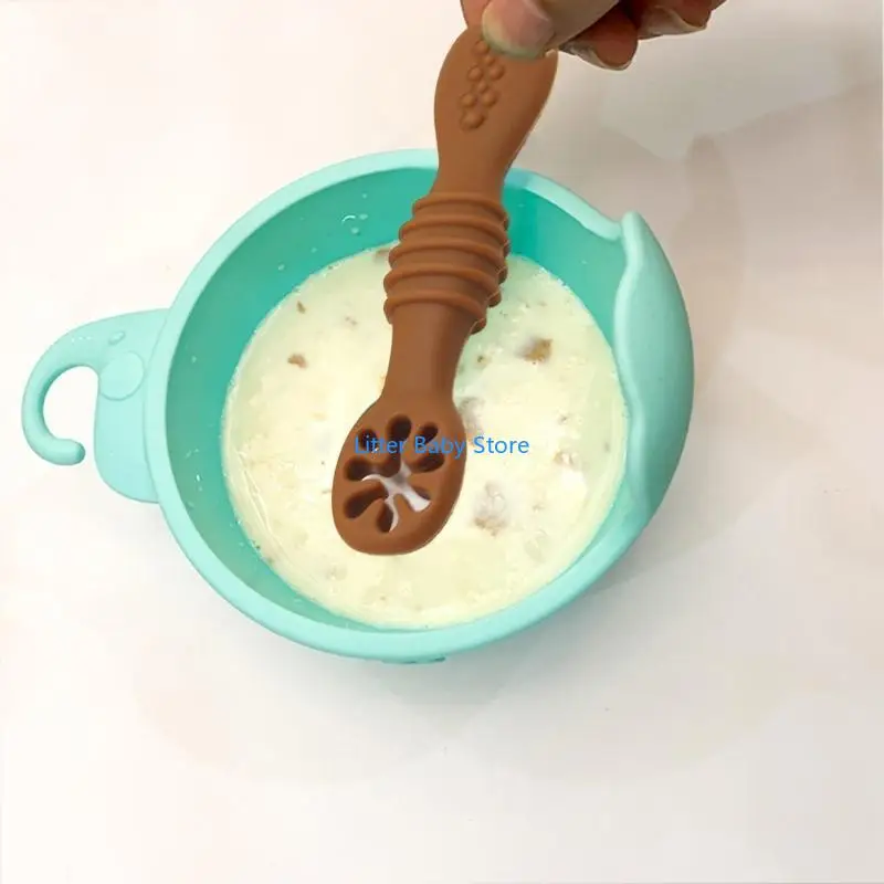 

N80C Baby-Led Weaning Silicone Spoon Learning Feeding Training Utensils Newborn Toddler Tableware