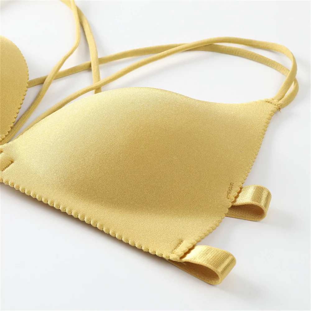Sexy Front Buckle Korean Version Women\'s Bra Versatile, Beautiful Back, Crossed Thin Shoulder Straps, Gathered Bra Bra