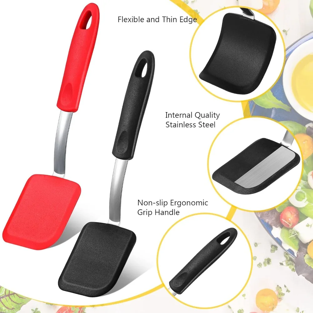 1 Pack Silicone Cookie Spatula Turner Mini Brownie Spatula Flexible Kitchen Small Silicone Spatulas for Kitchen Tools