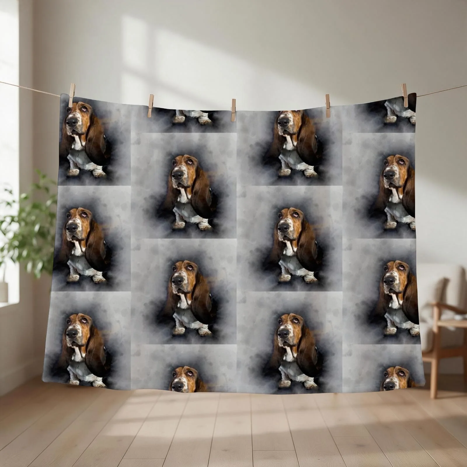 Basset Throw Blanket couch cozy soft plush fuzzy picnic outdoor blanket