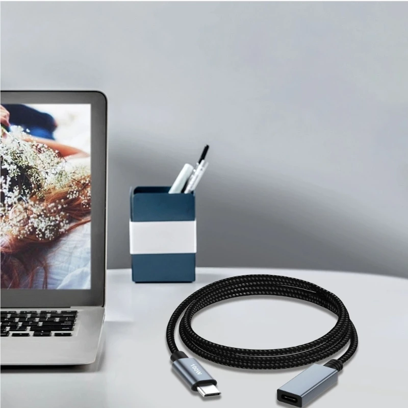 USB C Male to Female Extension Cable 100W PD Fast Charging 480MBPS Data Transfer Nylon Braided