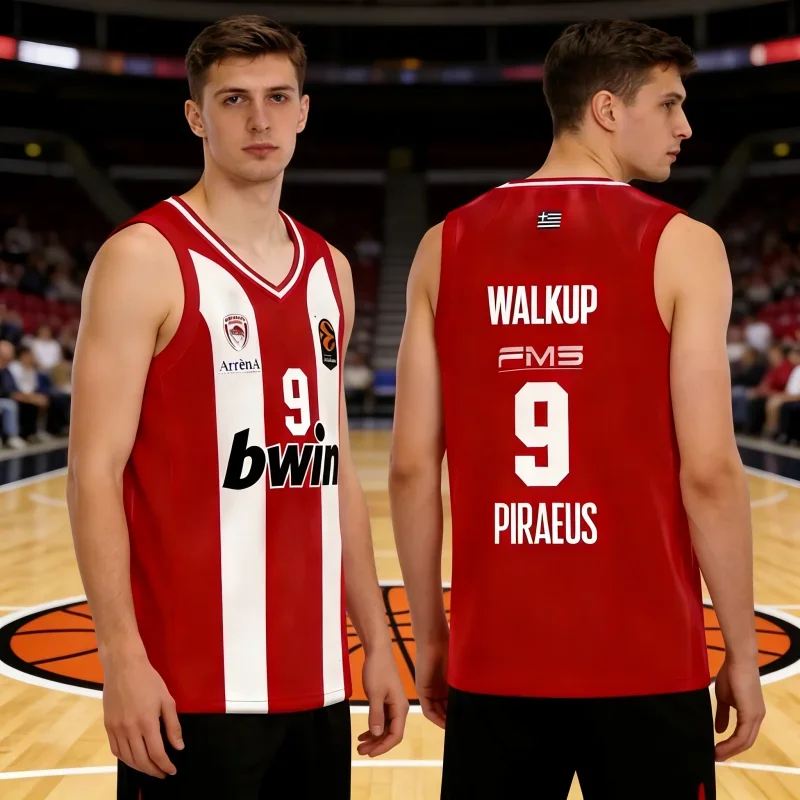 Nouveautés 2026 Maillot de basketball Olympiacos Athènes Grec pour Hommes, Femmes, Enfants et Famille, Maillot de supporter à séchage rapide