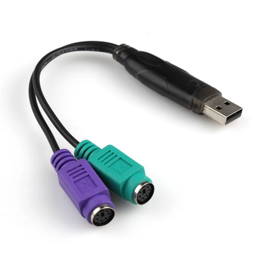 USB Male to Dual 6Pin PS2 Female Y Splitter Adapter Cable USB to PS/2 Converter Connector for Desktop Computer Keyboard Mouse