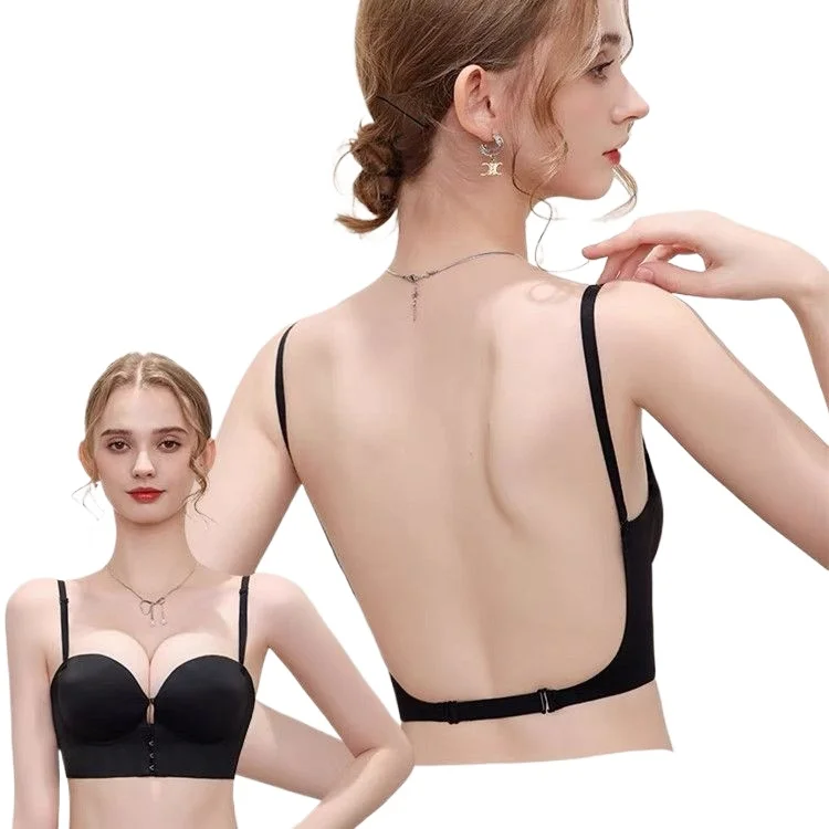 

KUCLUT10CM Ultra Push Up Bra for SmallChest Front Closure U-Back Sticky Strapless Bra for Backless Dresses Lift Plunge Cleavage