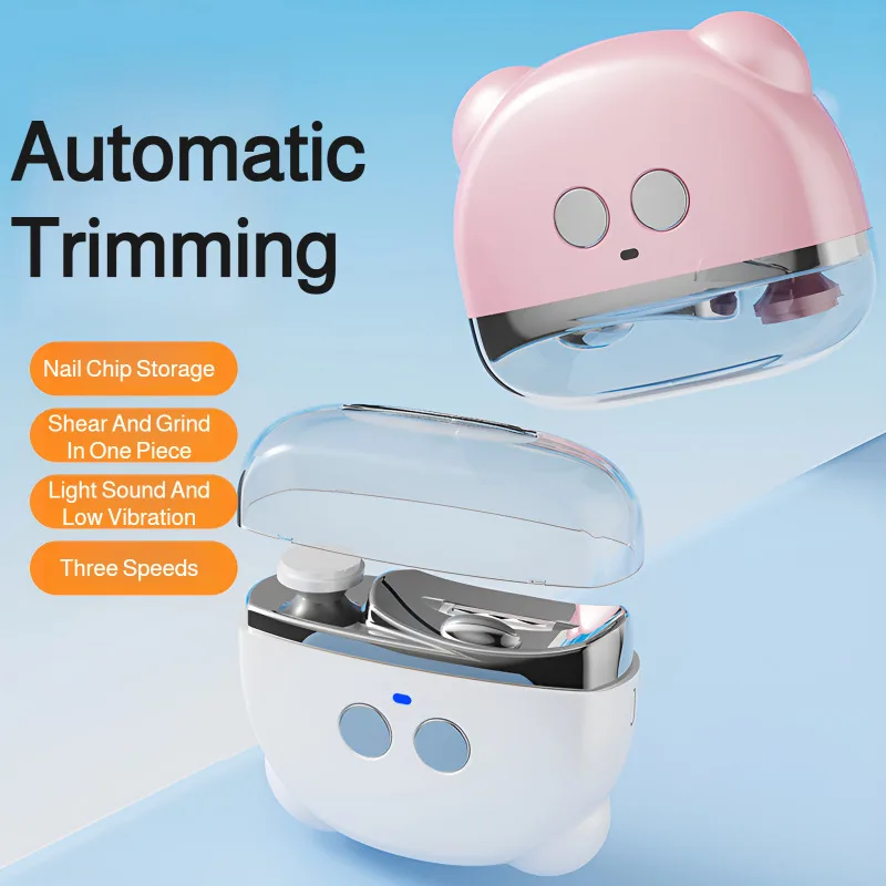 

2-in-1 Automatic Electric Nail Clipper,Quiet Anti-Pinch Trimmer & Grinder with 3 Speed Settings,Safe Nail Care Tool for