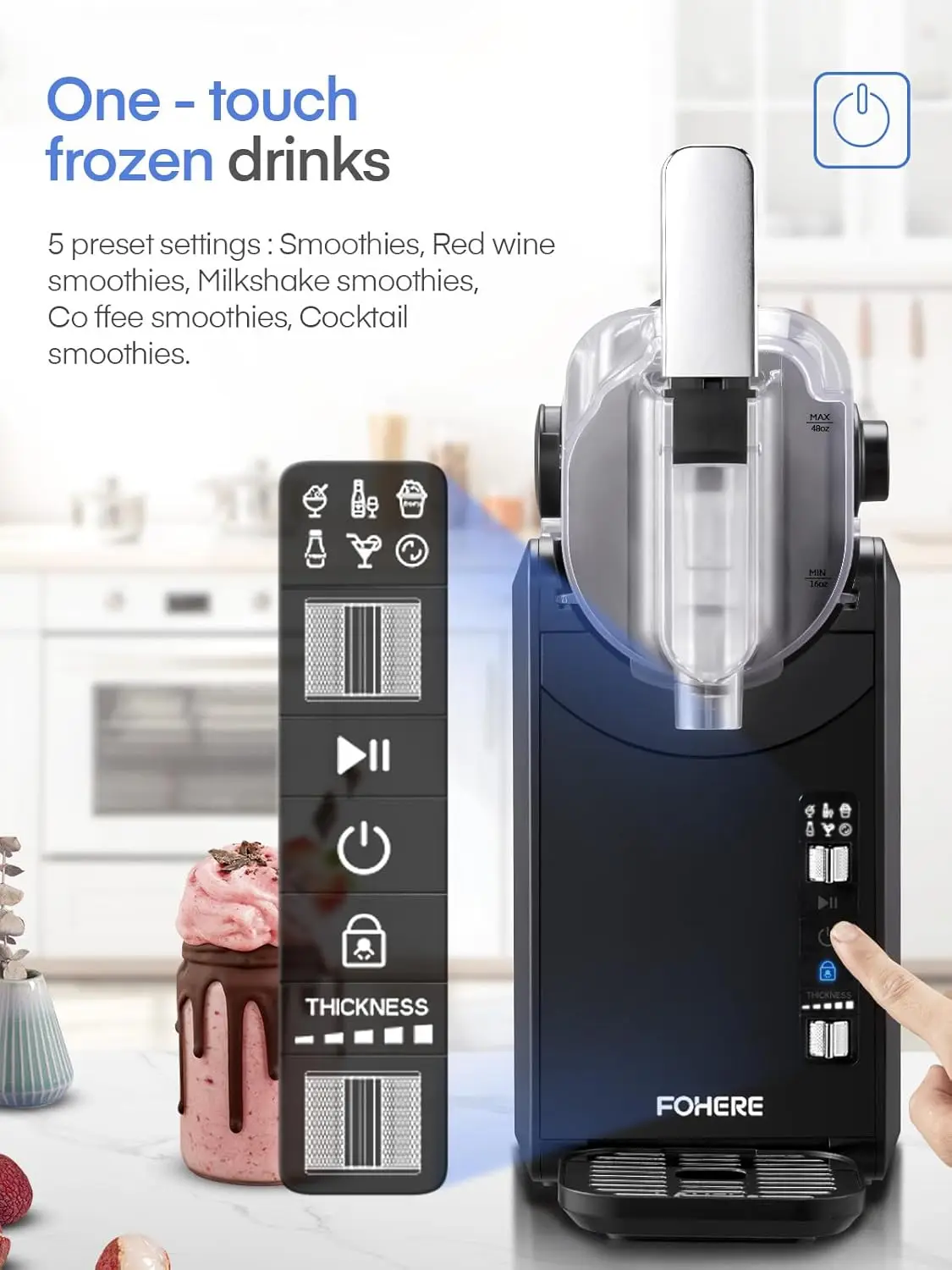 Slushie Machine con tecnologia a congelamento rapido, macchina per bevande e granite da 68 once, 5 preimpostazioni, Frozen, Frappè,