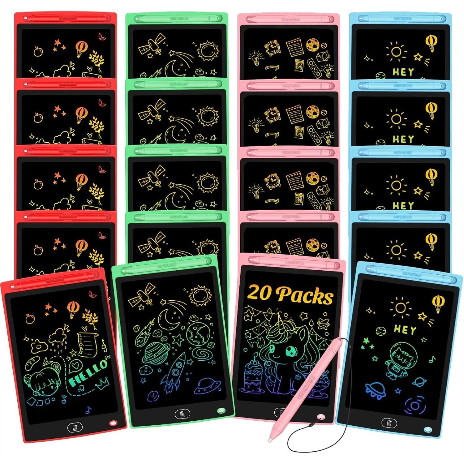 

20 Pack LCD Writing Tablet for Kids, 8.5 Inch Erasable Doodle Board with Stylus, Reusable Drawing Pad for Toddlers Ages 3-8