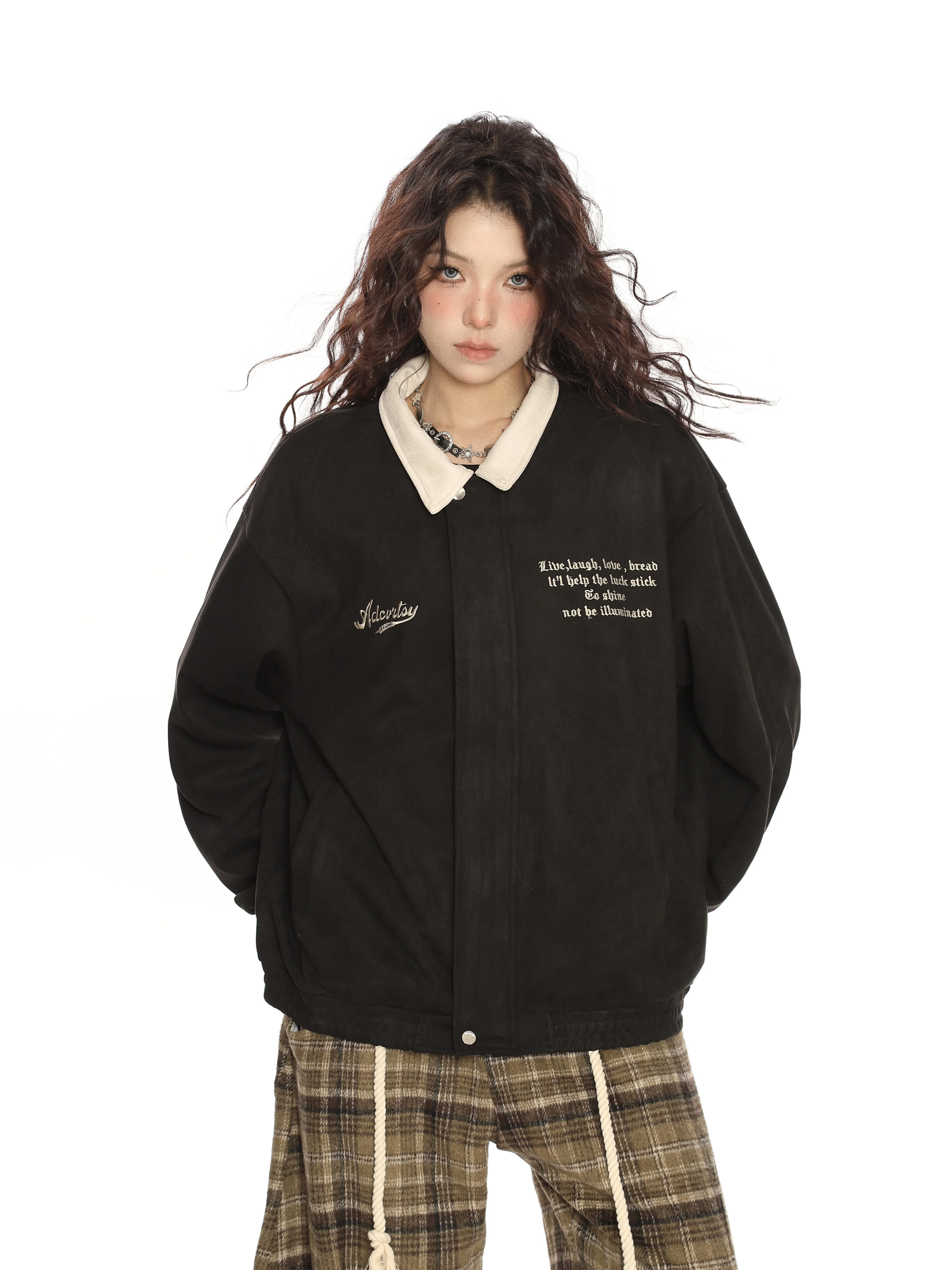 

Baseball Jackets Kpop Womens Spring Oversized Button-Down Boyfriend Lightweight Leisure Bohemian Recreation Workwear Trendy Chic