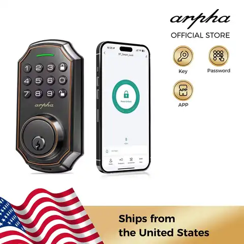 Arpha Smart Lock ‎D180 100 Entry Codes Electronic Keypad Deadbolt with Anti-Peeping 16-Digit Password Protection Easy to Install