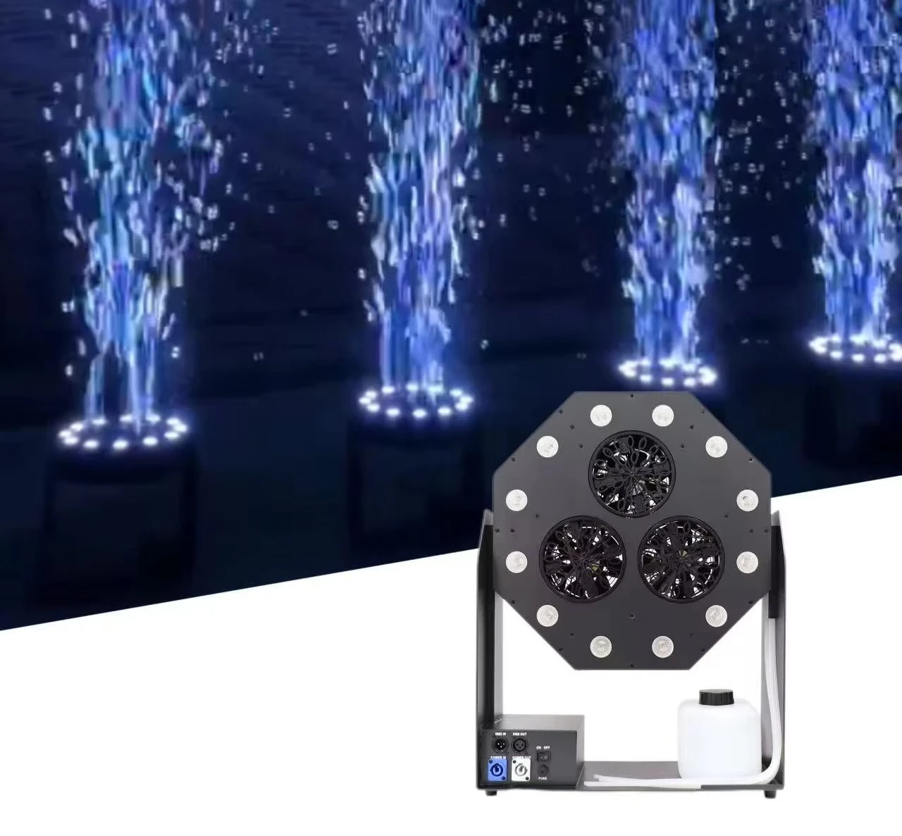 

3 Output 120W Led Black Bubble Machine 12*8W Storm Bubble Machine Weddings Bubble Machine for Disco Party