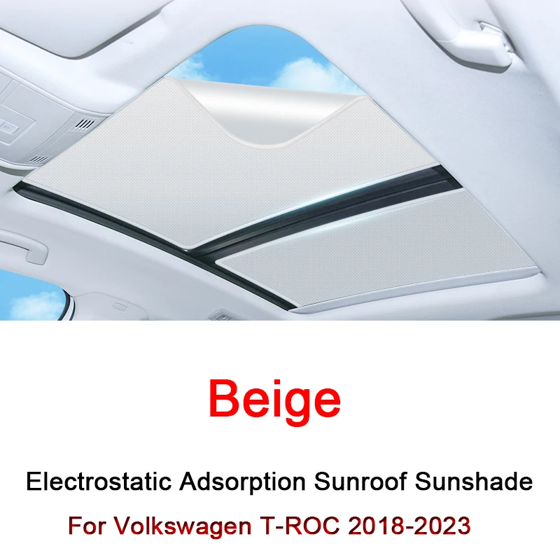 For Volkswagen T-ROC 2018-2023 2024 Electrostatic Adsorption Car Roof Sunshade Skylight Blind Shading Windshield Sunroof Cover