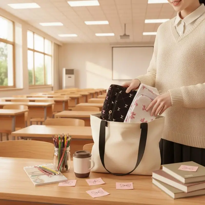 Aesthetic Bow Pencil Pouch Big Capacity Multifunctional Tear-resistant Pencil Case for Students Back to School Gifts