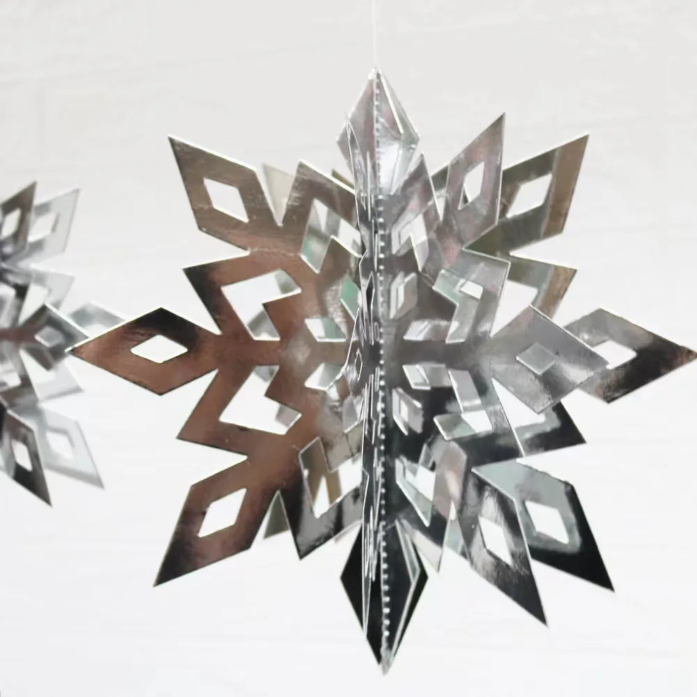 

Christmas Decorations - 3D Holographic Paper Snowflake Garland 6-Piece Set, Window Hanging Ornaments