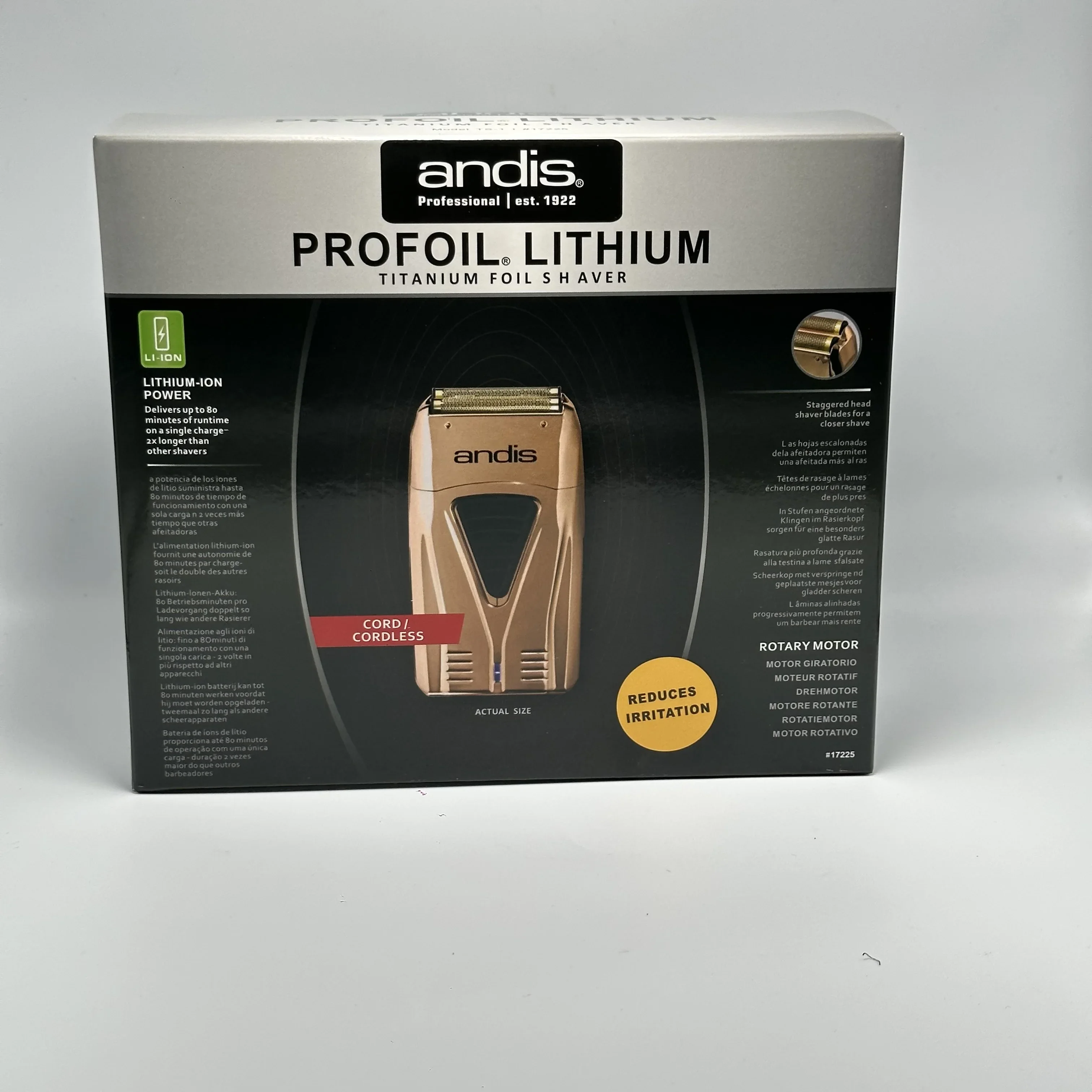 Andis ProFoil ليثيوم زائد ماكينة حلاقة كهربائية 17225 للرجال الحلاق تنظيف الشعر اللحية قصبة الحلاقة ماكينة حلاقة أصلع