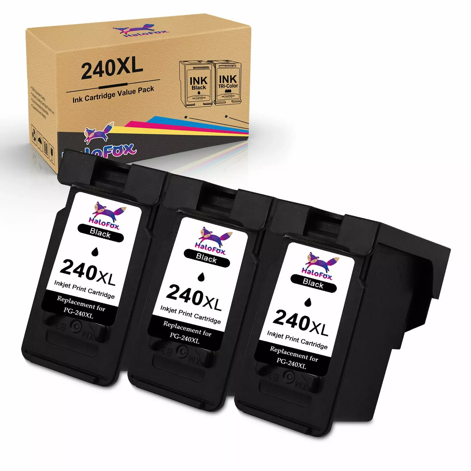 

3pk PG 240XL PIXMA Black Ink Cartridge For Canon MG3520 MG3522 MG3600 MG3620