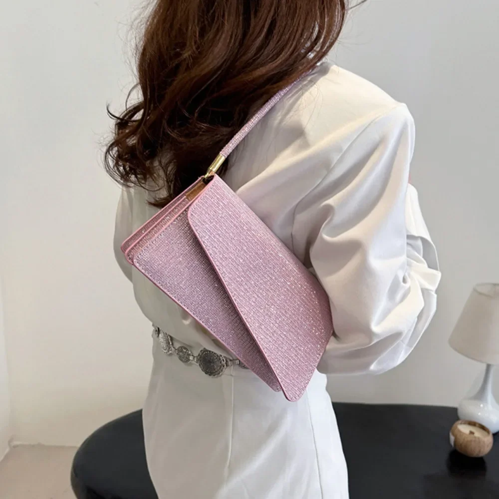 Trendy Sparkling Rhinestone Shoulder Bag Underarm Bags Casual Handbag Commuting Bags Lady Banquet Bag Elegant Clutch Bag