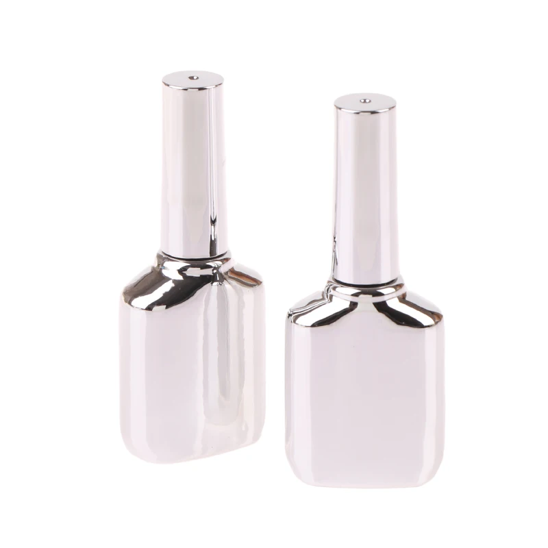 Botellas Vacías de cristal para esmalte de uñas, envases de 15ml para aceite de belleza, color plateado galvanizado