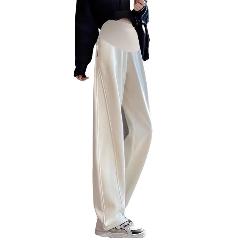 2026 New Maternity Support Fleece Thickened Warm Sports Banana Pants Autumn Winter Casual Loose Pregnant Women Long Trousers