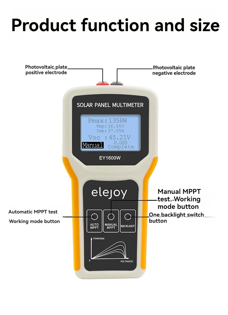 Photovoltaic Panel Multimeter EY1600W Solar Panel MPPT Photovoltaic Module Power Tester Meter