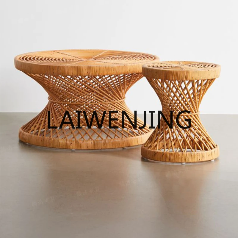 RWJ Handmade Nordic Hourglass Ins Rattan round Table B & B