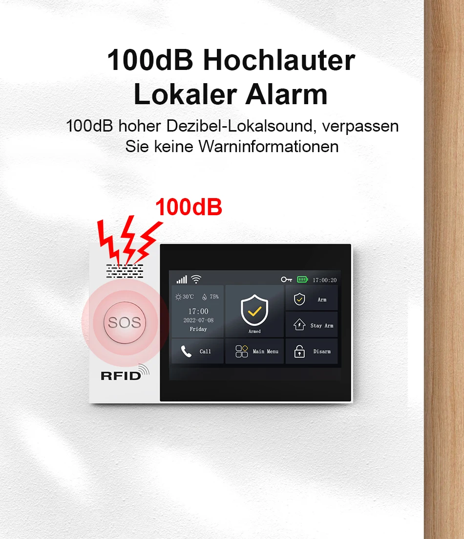 PGST Alarmanlage Einbruchschutz WiFi 2G GSM Works with Tuya Smart Life kabelloses Sicherheits Set für Zuhause Gewerbe Tür Fenster Sensoren Fernüberwachung per Smartphone – Detail 7