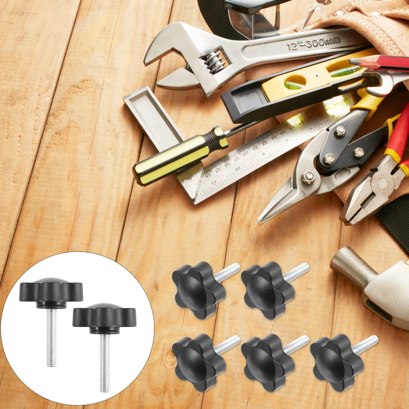 

15Pcs Manual Screws Screw on Type Easy Install Rust Resistant Woodworking Thread Knobs Adjustable Clamping Screws