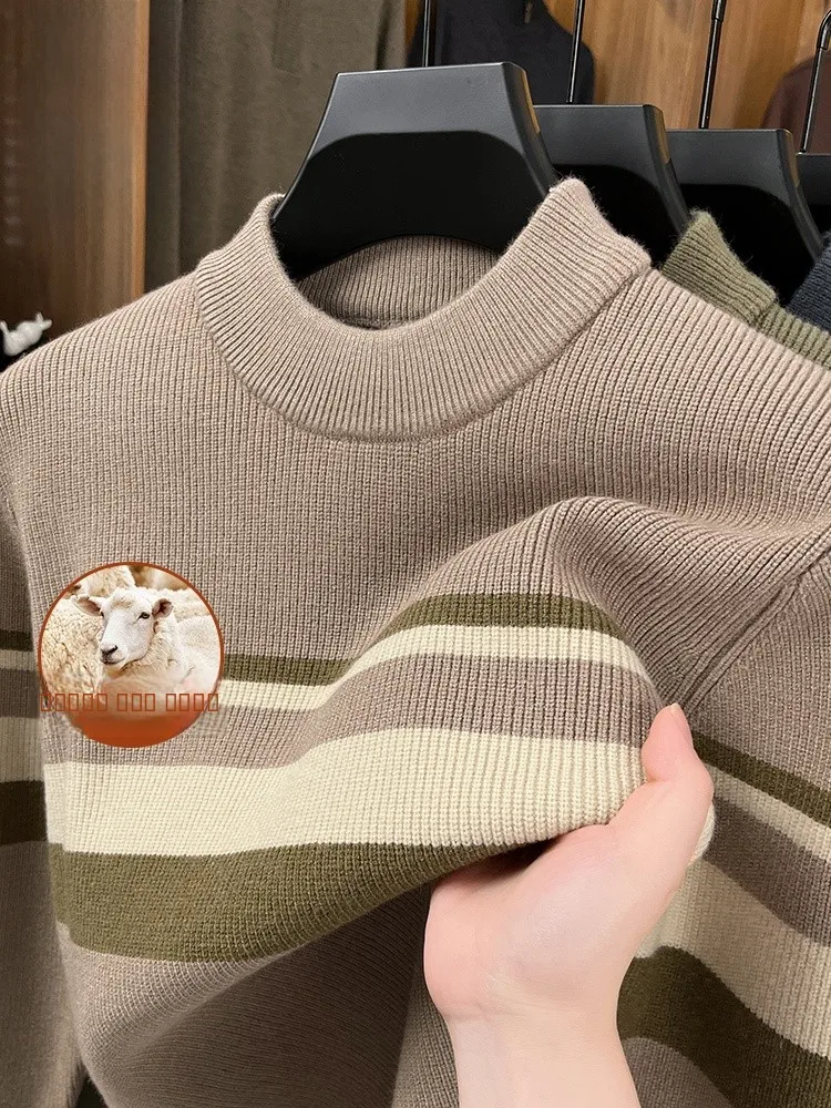 

Мужской шерстяной свитер Lormen с длинным рукавом, высоким воротом, вязаный, повседневный, теплый, для осени и зимы, базовый крой