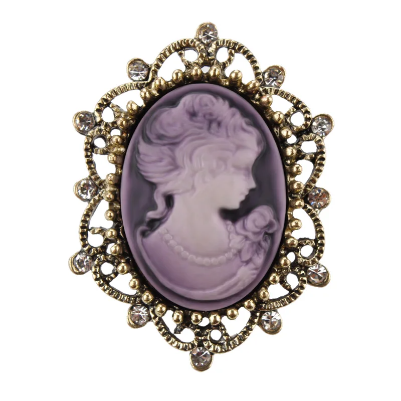 Crystal Vintage Victorian Retro Style Cameo Brooch Lady Scarf Women Brooch Pins Party Birthday Gift