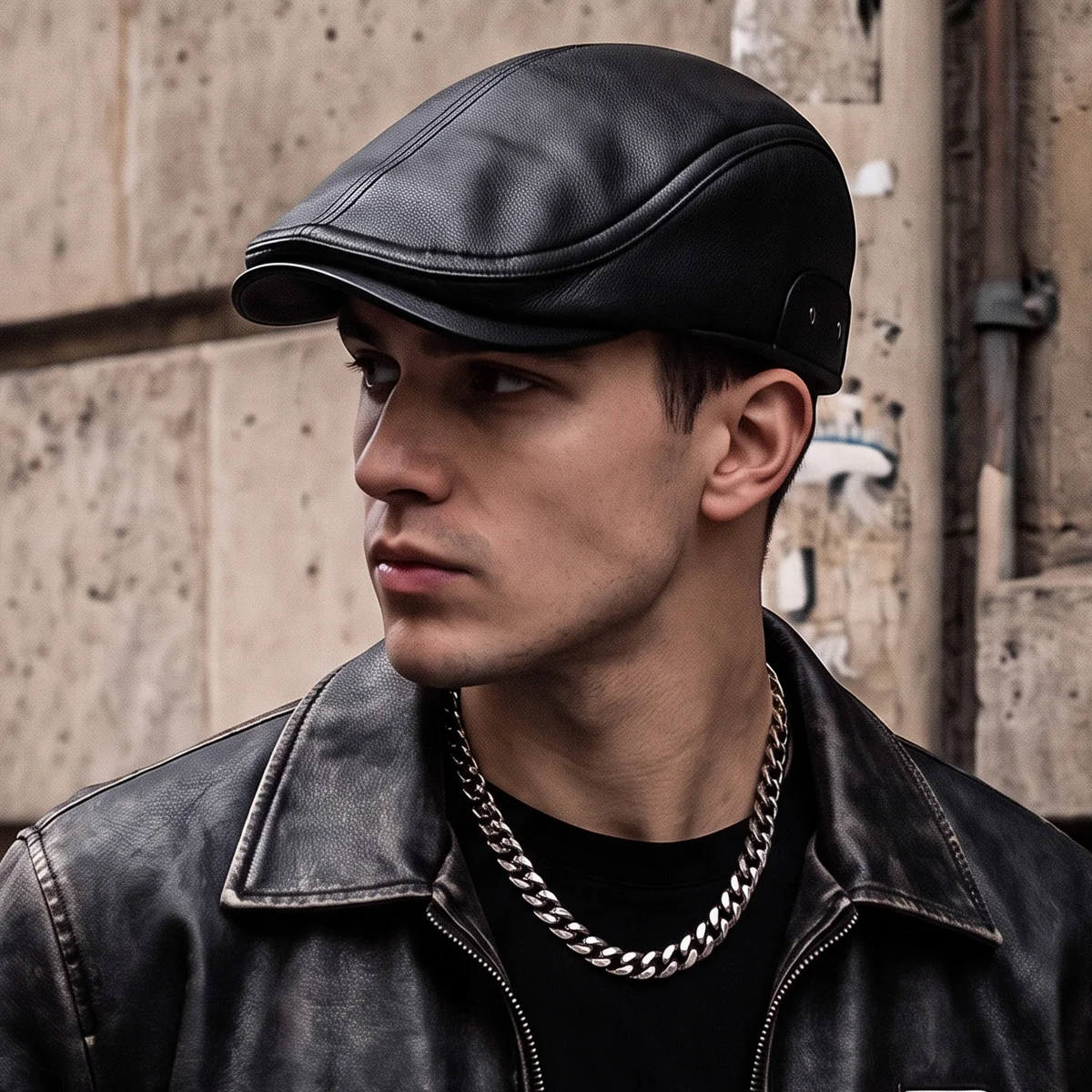Winter Windproof Earflaps Beret Hat Men PU Leather Newsboy Cap Outdoor Thicken Warm Ear Protection Flat Caps Retro Driver Hats