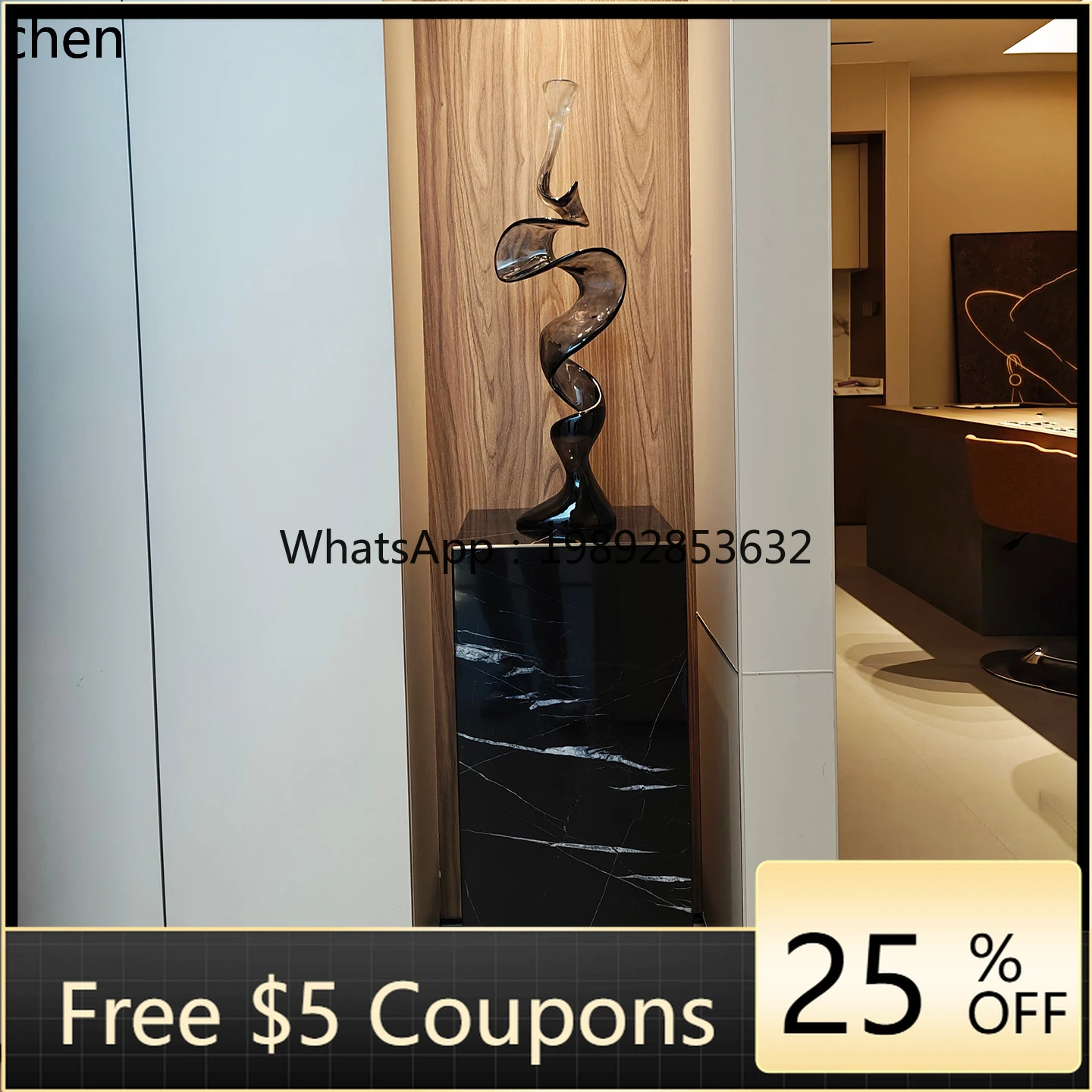 

Natural Black and White Root Marble Base Sculpture Table Entrance Living Room Decorative Ornament Stone Floor