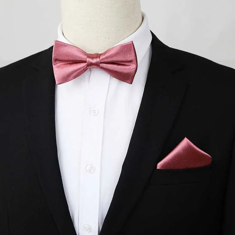 Bow tie Butterfly 2Pcs Set Bowknot Handkerchief Pocket Squares Mens Bowtie school Novelty Wedding Vintage MW634