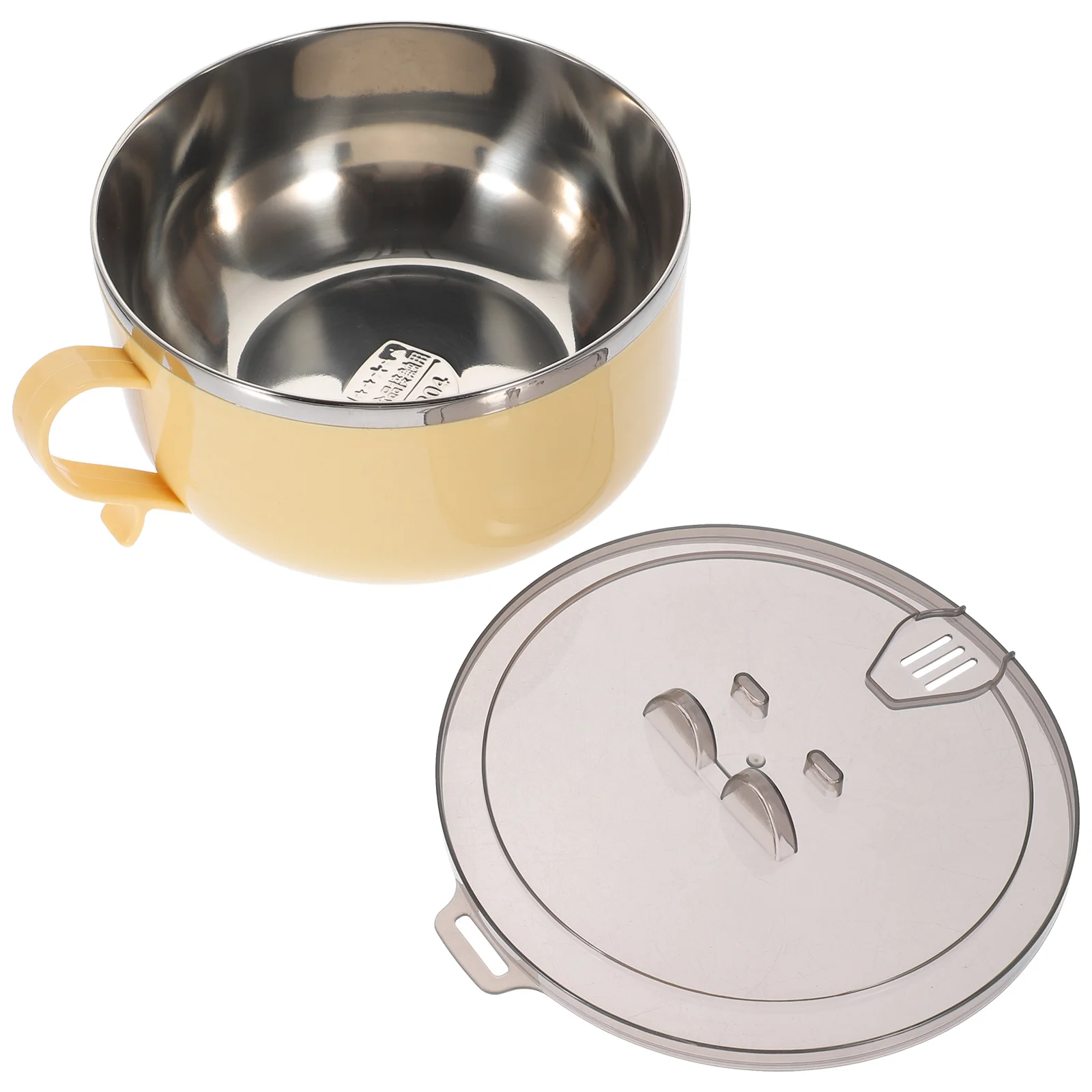 

Stainless Steel Instant Noodle Cup 15cm Yellow Food Bowl H Soup Container Kids Office Lunch Box Set Portable Travel Dining