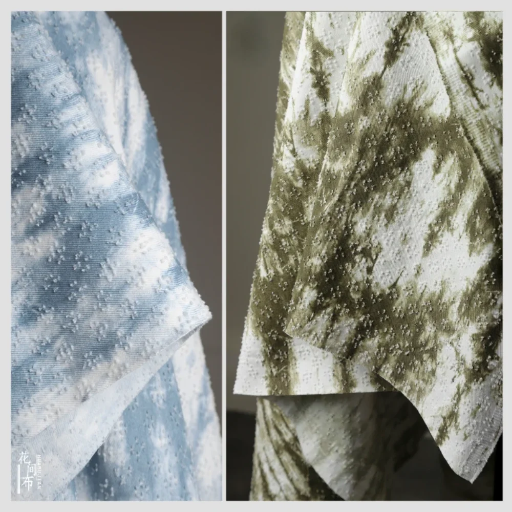 

Джинсовая ткань Хлопковый материал Зеленый Синий Tie Dye Жаккардовая куртка Брюки Одежда Дизайнерская ткань для шитья своими руками по метрам