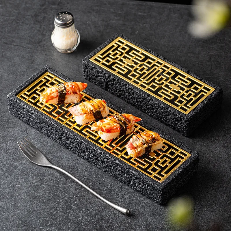 Characteristic Rectangular Sushi Plate Molecular Cuisine Sashimi Tableware Yijing Dry Ice Japanese Dim Sum Western Dish