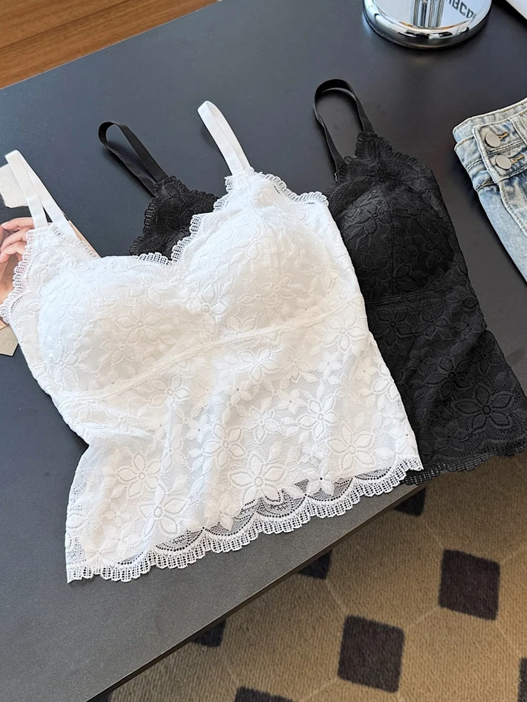 Gilet con cinturino in pizzo da donna Nuovo 2025 con imbottitura sul petto Strato base Bellissimo reggiseno Ba Intercato Capispalla irt Commute Sle ort...