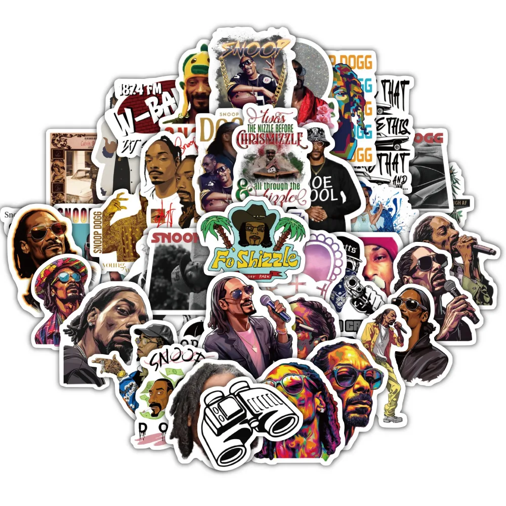 60 peças adesivos americanos da costa oeste hip hop rap snoop doggy dogg para skate, garrafa de água, notebook