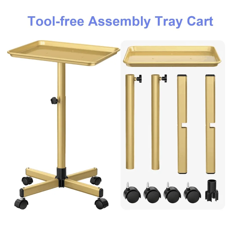 Metal Barber Trolley Tray Rolling Cart HeightAdjustable Hair Beauty SPA Multifunctional Cart Storage Stand Hair Profiling Tools