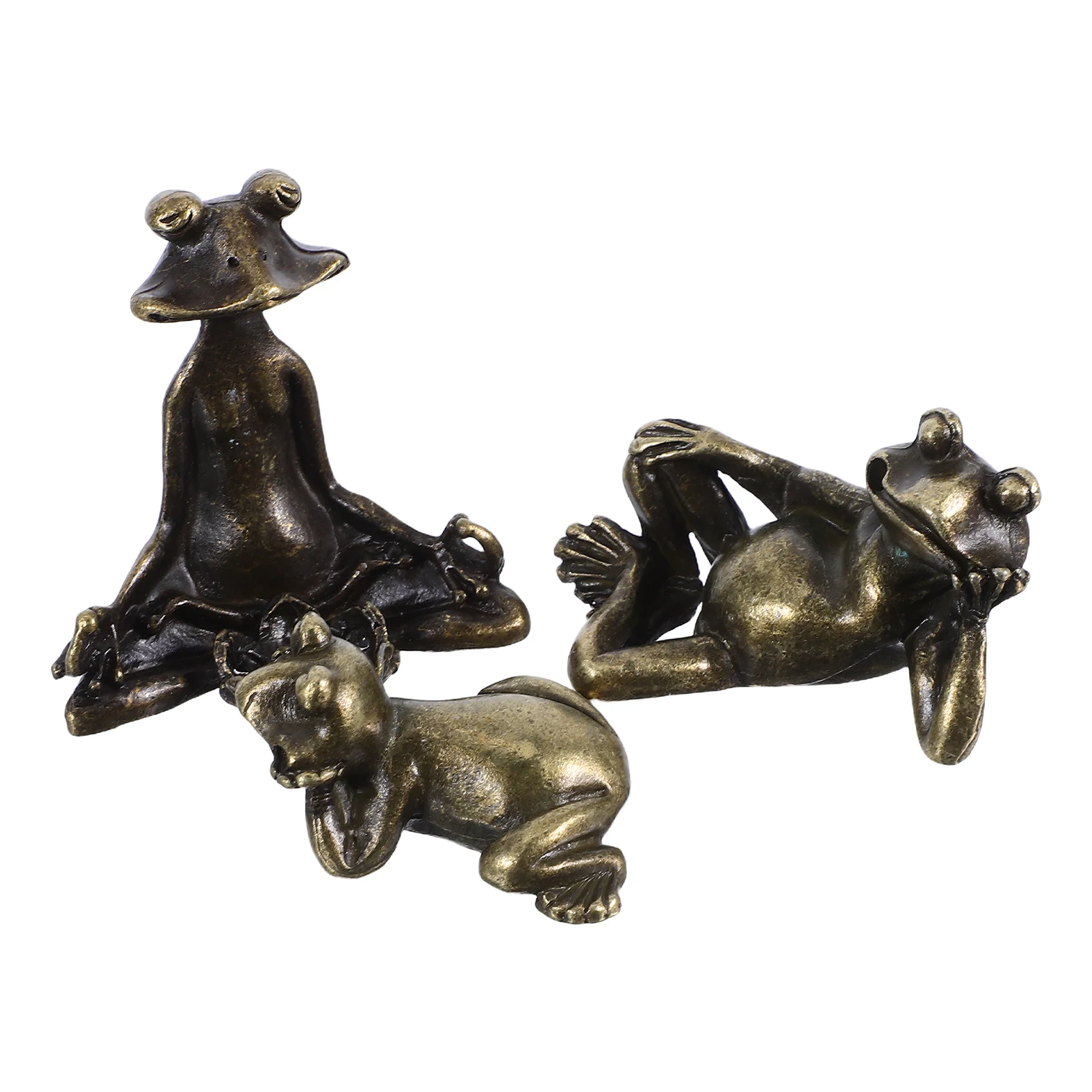 

3 Pcs Brass Frog Incense Holder Decorative Burner Holders Desktop Sculpture Animals s