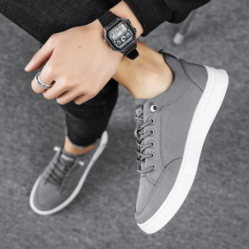 أحذية رجالية مسطحة منخفضة أعلى جولة اصبع القدم كتلة اللون مخطط عارضة أربعة مواسم خفيفة الوزن قماش تنفس أحذية المشي