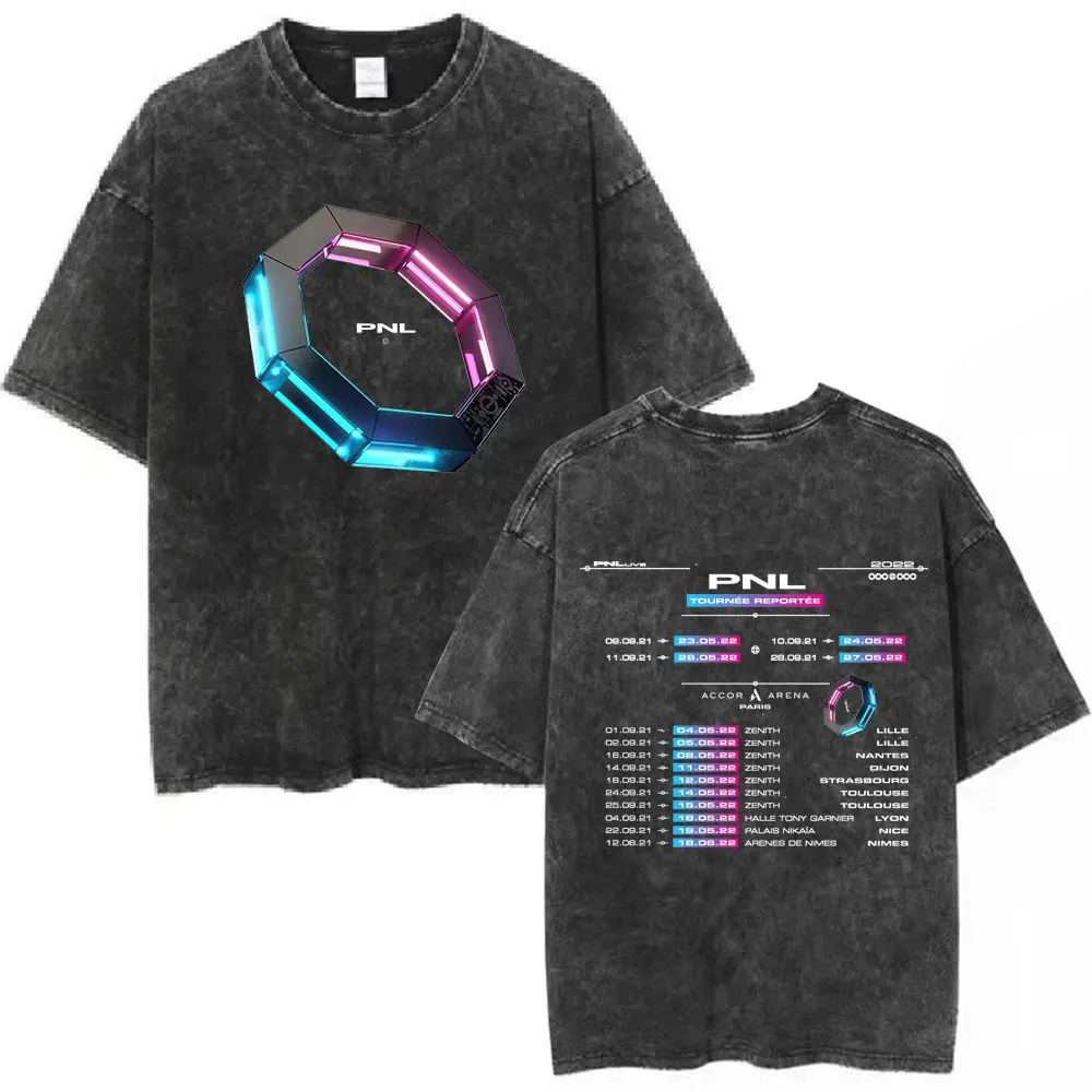 Camiseta Le Monde Chico Vintage Lavada Qlf PNL, Camisetas de Rap Francés Hip Hop para Hombre/Mujer, Camisetas Casuales de Algodón Oversize, Ropa Urbana