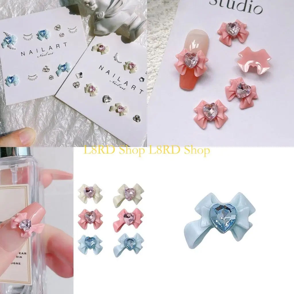 

L8RD Resin Bow Charm Charms Art Decoration Korean Bowknot Design for Women