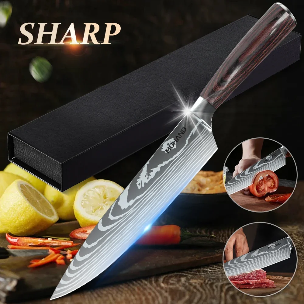 Kitchen Knife Stainless Steel Chef Knife Utility Paring Tomato Steak Knives Forged Boning Knife Kitchen Tools Damascus Pattern