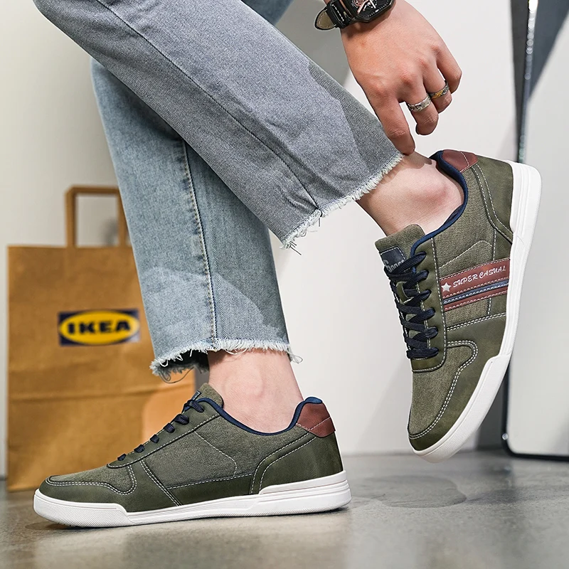 جديد الرجال حذاء قماش جودة عالية تنفس الشقق الدانتيل يصل حجم كبير 48 الراحة لينة وحيد عدم الانزلاق أحذية التزلج عادية الرجال #3