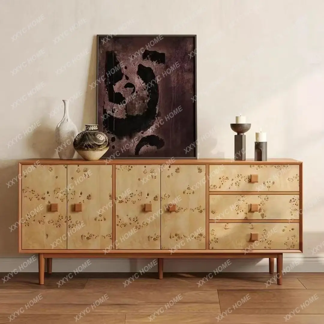 

Solid Wood Creative Entryway Sideboard Cabinet Vintage Wabi-Sabi Style Dining Sideboard Cabinet Living Room Storage Cabinet