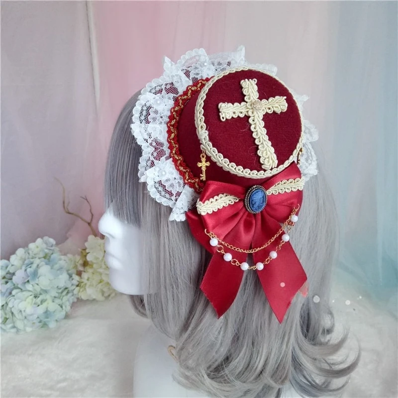 Lolita Purple Wine Red Dress Top Hat Can Be Paired with Baby JSK Soft Girl Cosplayer Exhibition Hat Lolita