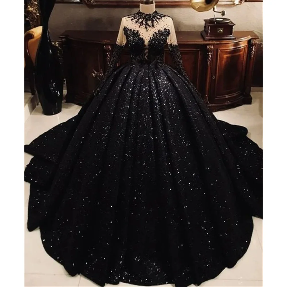 Black Shiny Quinceanera Dresses with Cape 3D Flower Appliques Vestidos De 15 Anos Sweetheart Ball Gown Junior Girls Birthday Par