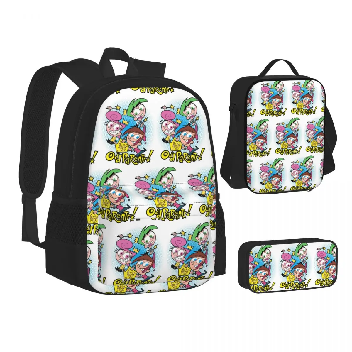 Fairly Oddparents Cosmo Backpacks Students Bookbag School Bags Children Rucksack Lunch Bag Pen Bag Three-Piece Set