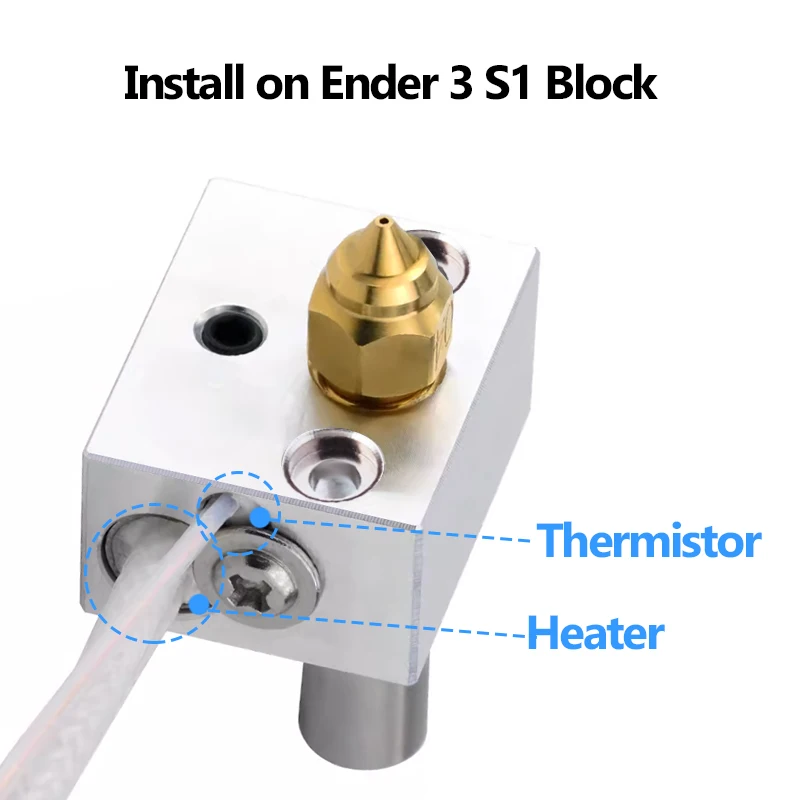 Sensor de termistor para impresora 3D, Cartucho calentador Ender 3 S1 para extrusora Sprite Ender-3 S1 Pro/CR-10 Smart Pro