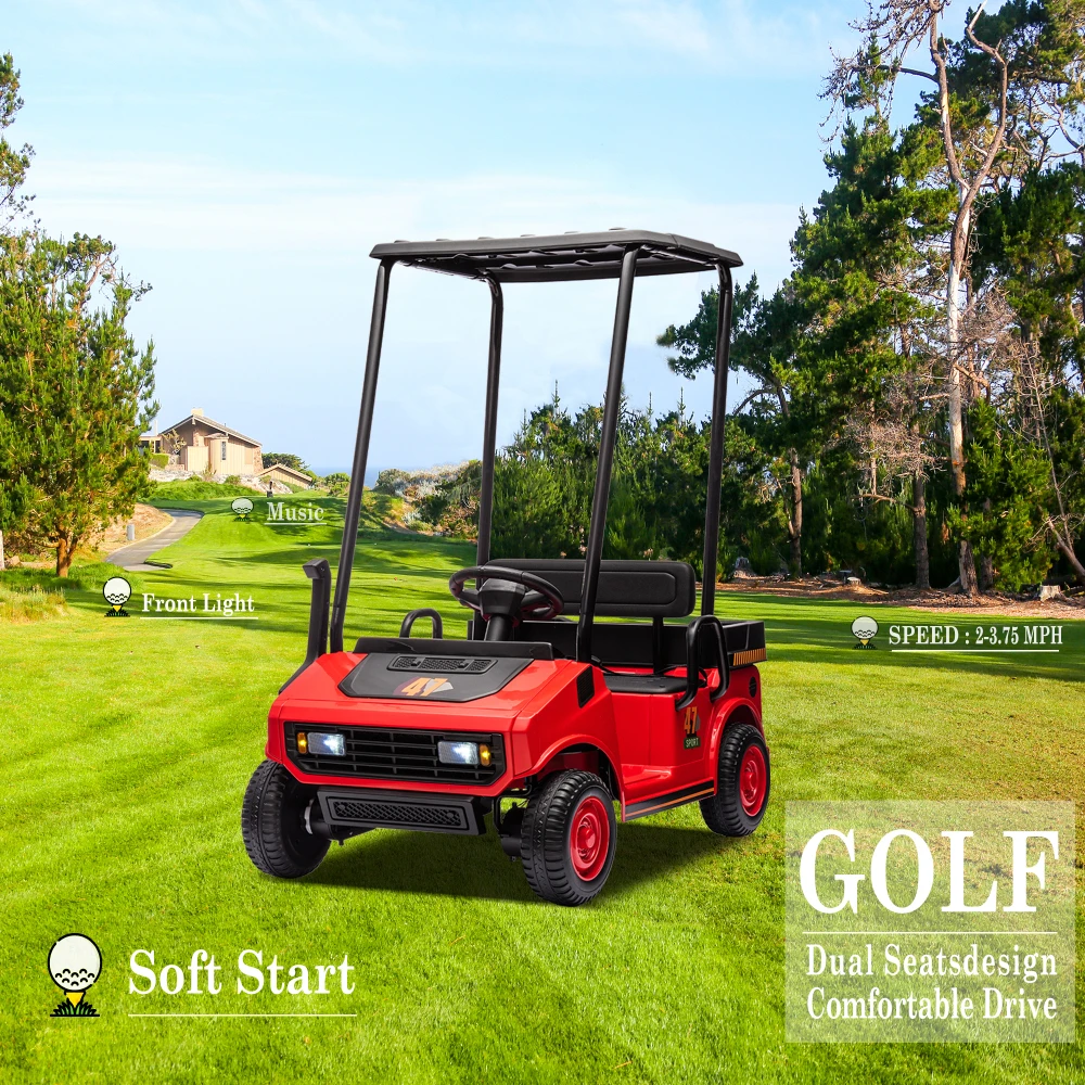 Red,12V,Ride On Toy for Kids Ages 3+,12V4.5AH, Golf Maintenance Cart with Roof, Outdoor/Off road/Electric Car, Wide Big Seat